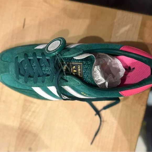 Adidas Gazelle Forest Green and Pink Sneakers - Picture 3 of 5